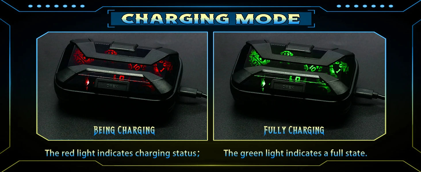LED DND Dice Set – Wireless Charging RGB Light-Up Polyhedral Dice for Dungeons & Dragons & RPG Games