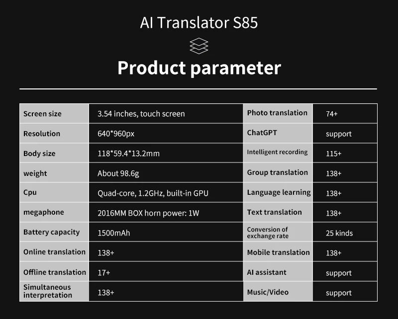 AI Language Translator Device 138 Languages Real-Time Voice