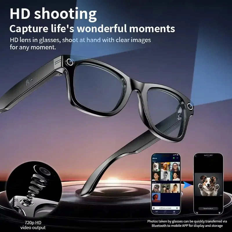 AI Smart Glasses 8MP Camera 100+ Language Translation Audio