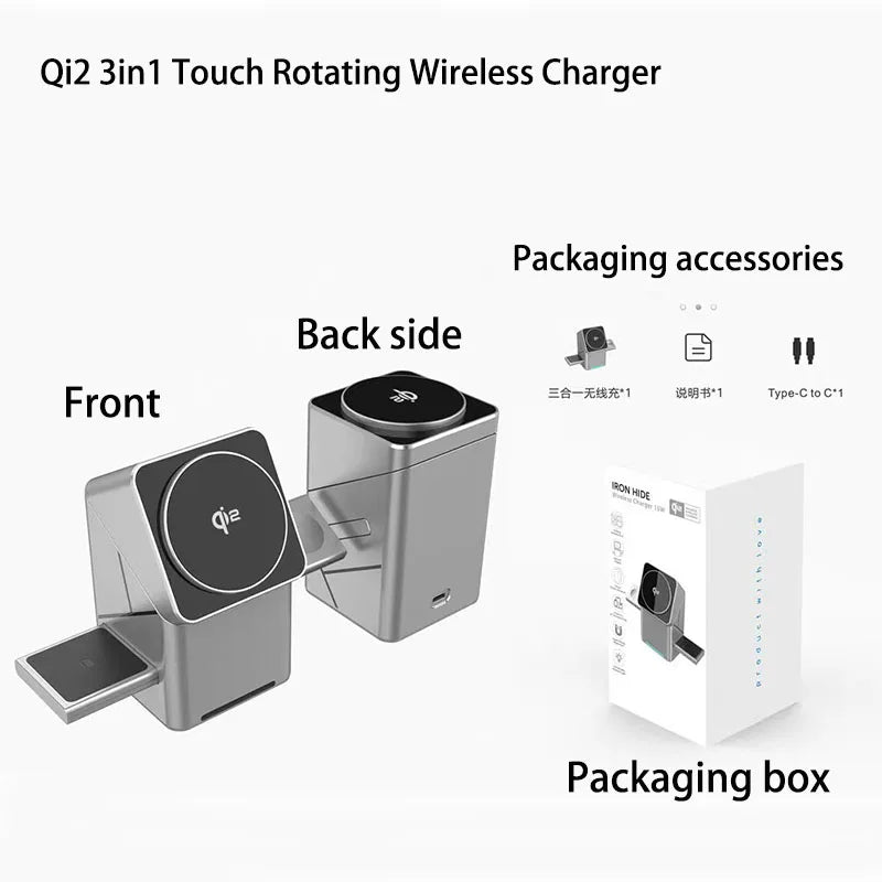 Qi2 3-in-1 Magnetic Wireless Charger Stand