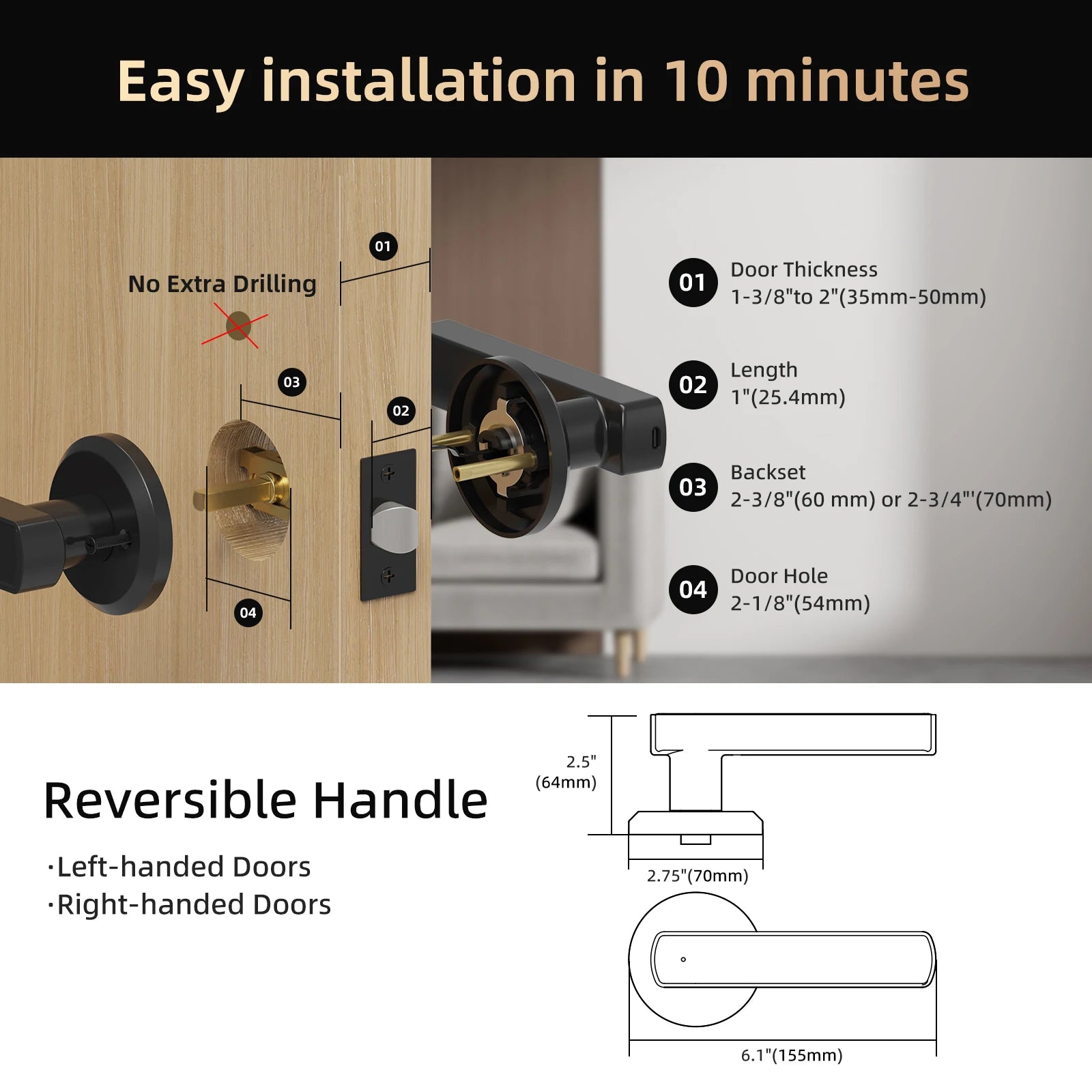 Smart Fingerprint Door Lock App Control Touchscreen Keypad