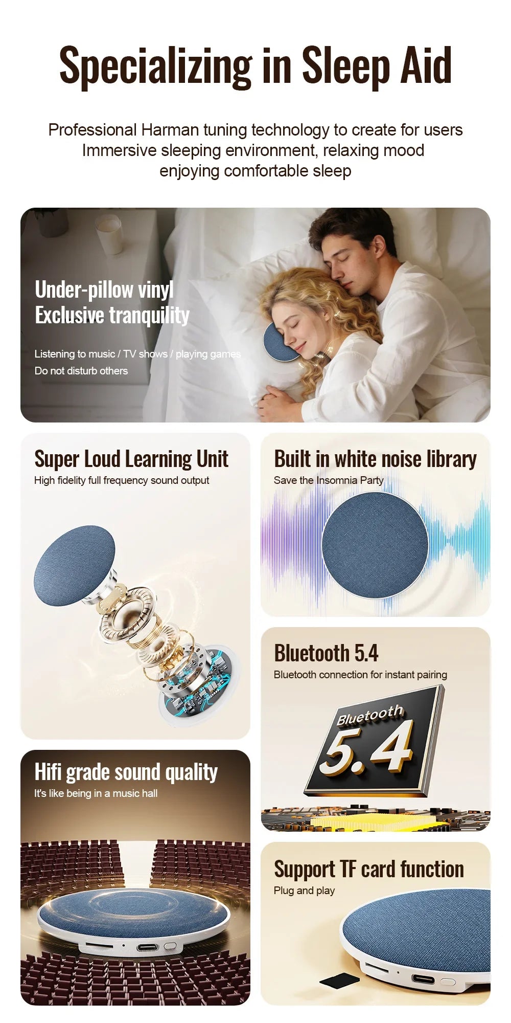 Under Pillow Sleep Speaker Bone Conduction Sound Machine