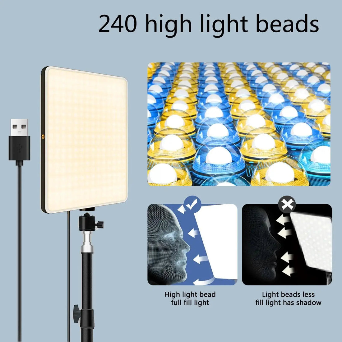 LED Photography Light Kit Tripod Studio Lighting for Video