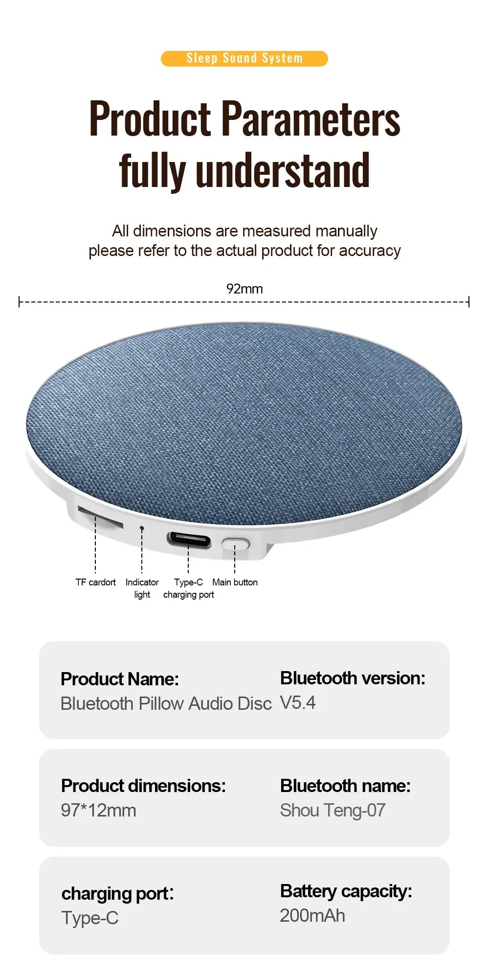 Under Pillow Sleep Speaker Bone Conduction Sound Machine