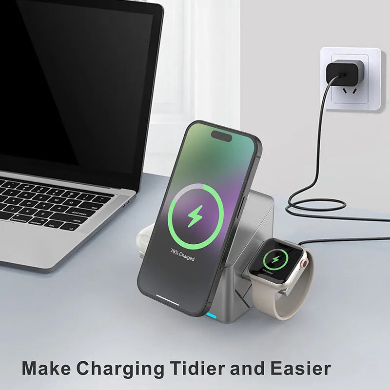 Qi2 3-in-1 Magnetic Wireless Charger Stand