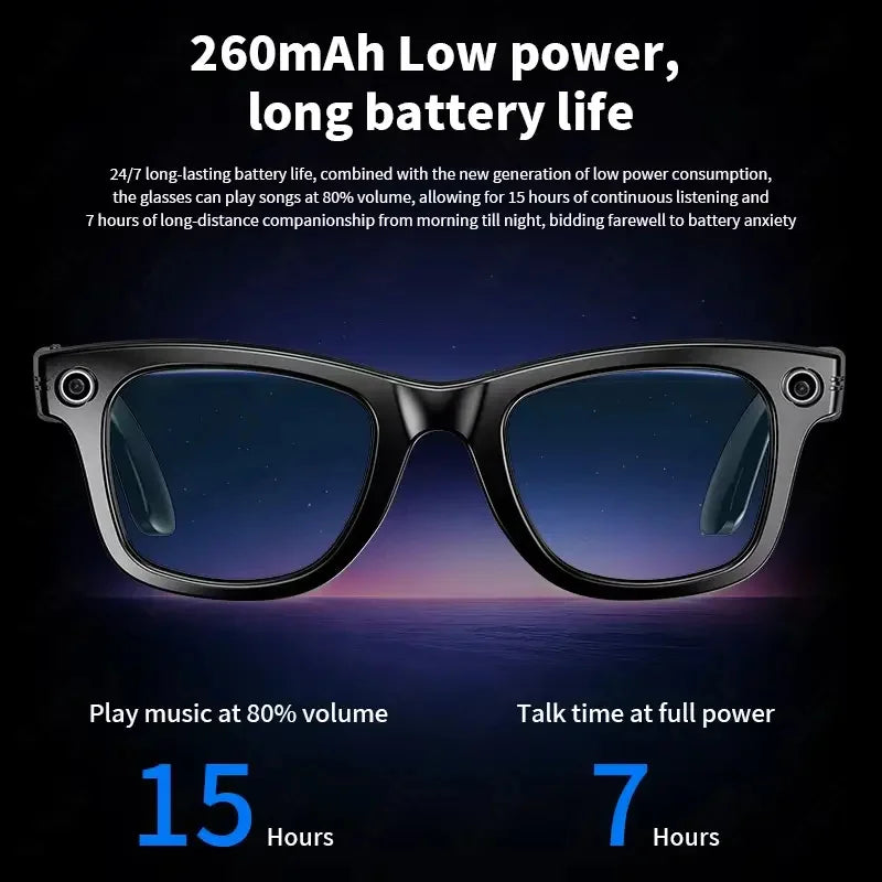 AI Smart Glasses 8MP Camera 100+ Language Translation Audio