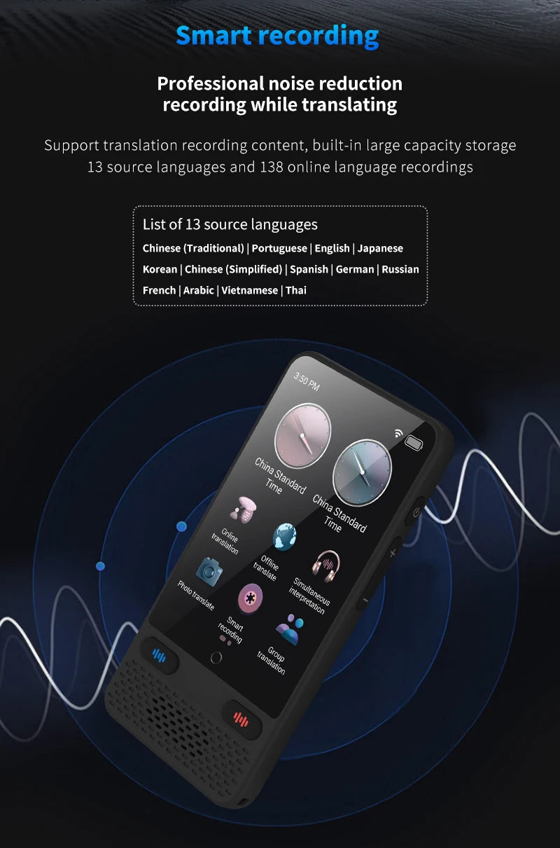 AI Language Translator Device 138 Languages Real-Time Voice