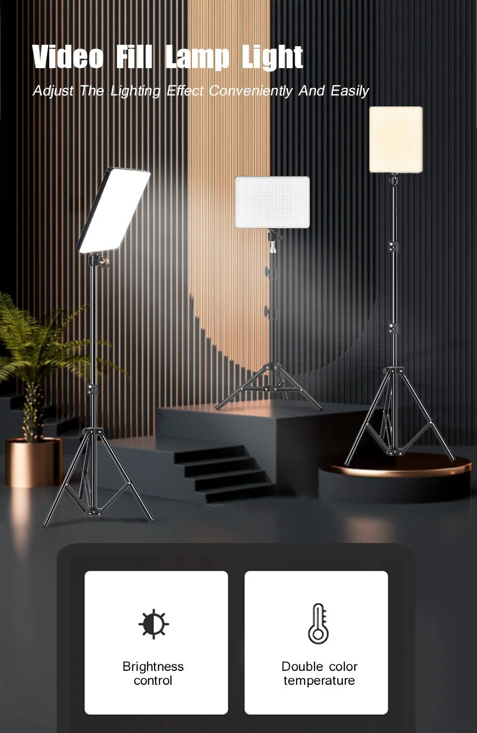 LED Video Light with Tripod for Streaming Zoom TikTok Shoot
