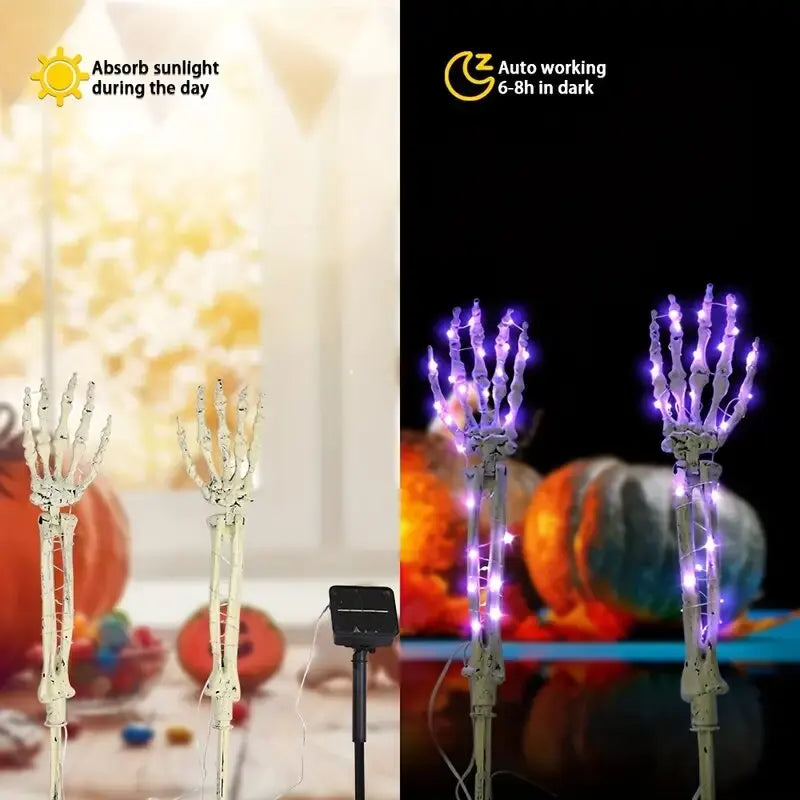 2PC Halloween Solar Garden Lights Outdoor Waterproof Ghost Hand LED Stake Lights Horror Atmosphere Decoration Lamp  For Festival
