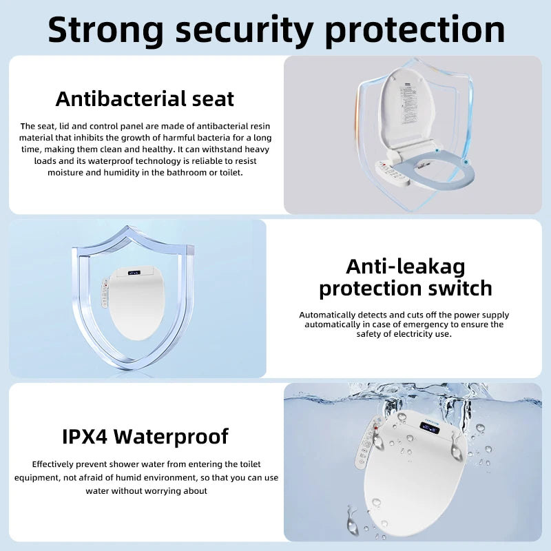 Smart Bidet Toilet Seat Heated Dryer Remote Night Light