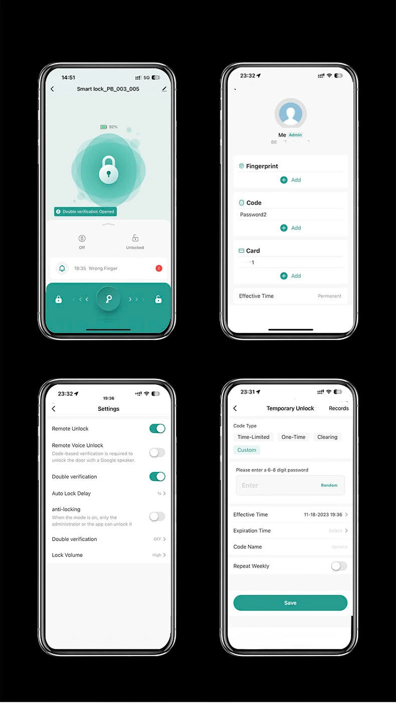Tuya Smart Fingerprint Door Lock Keypad App Control Secure
