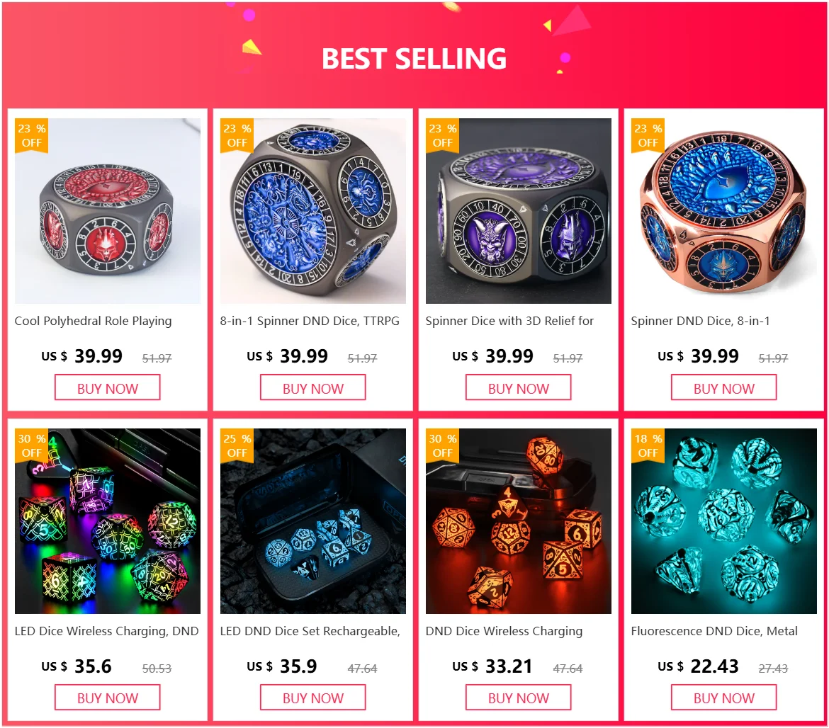 LED DND Dice Set – Wireless Charging RGB Light-Up Polyhedral Dice for Dungeons & Dragons & RPG Games
