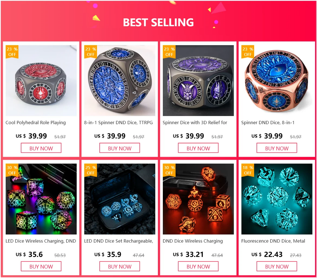 LED DND Dice Set – Wireless Charging RGB Light-Up Polyhedral Dice for Dungeons & Dragons & RPG Games