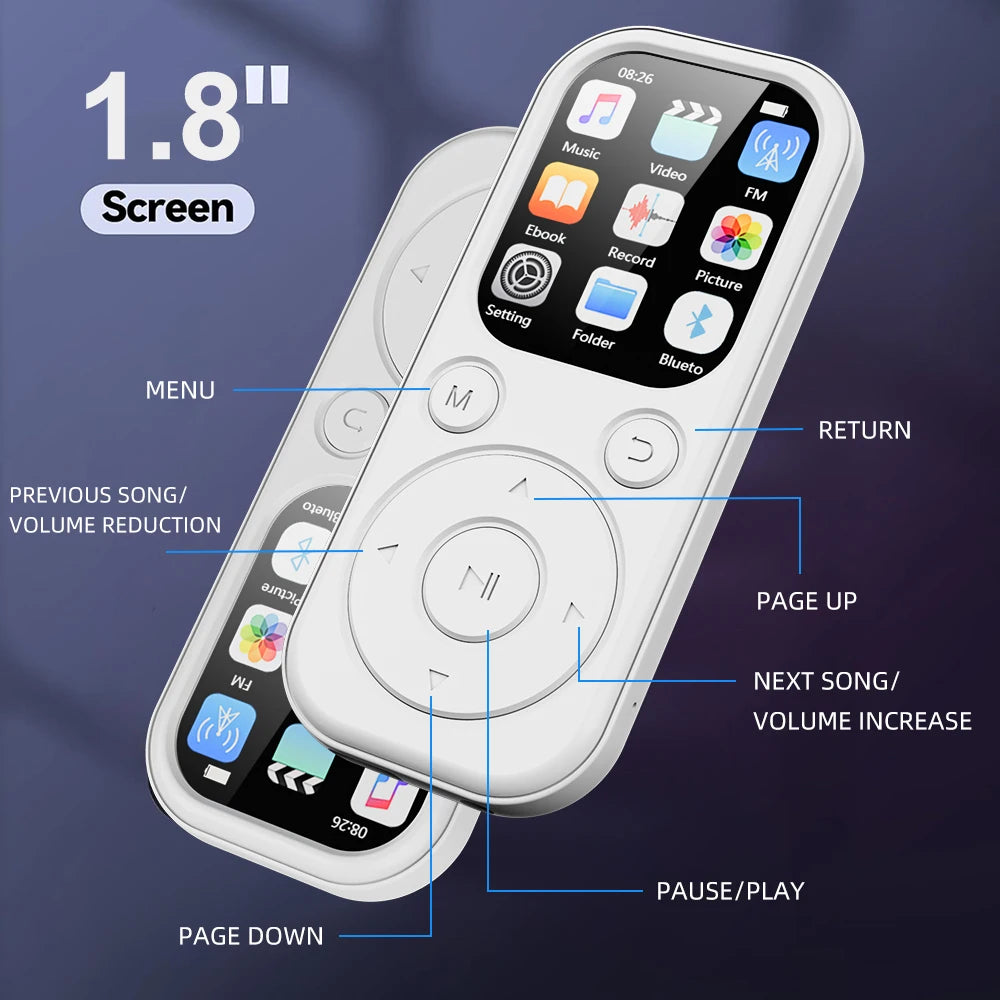 Bluetooth MP3 Player 1.8 Inch Walkman FM Radio Recorder