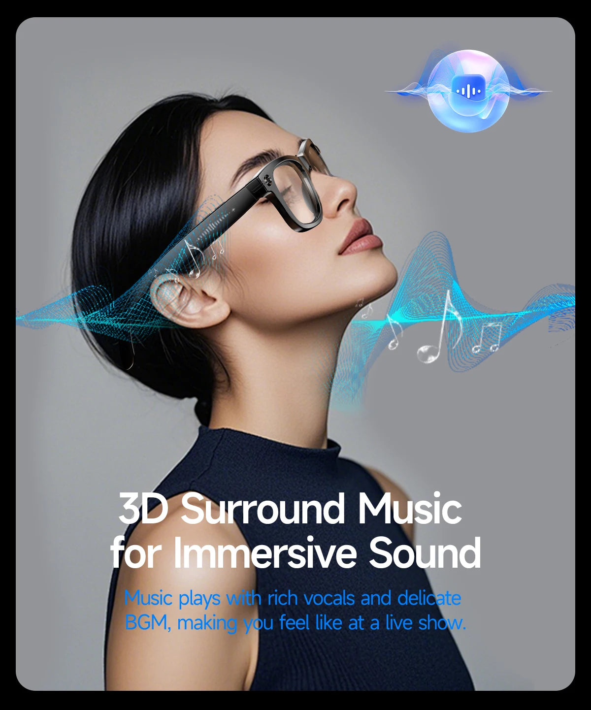 AI Smart Glasses 8MP Camera 100+ Language Translation Audio