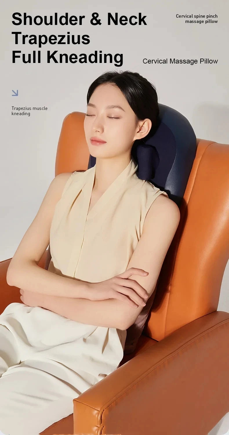 Shiatsu Massage Pillow Wireless Heating Neck Back Massager