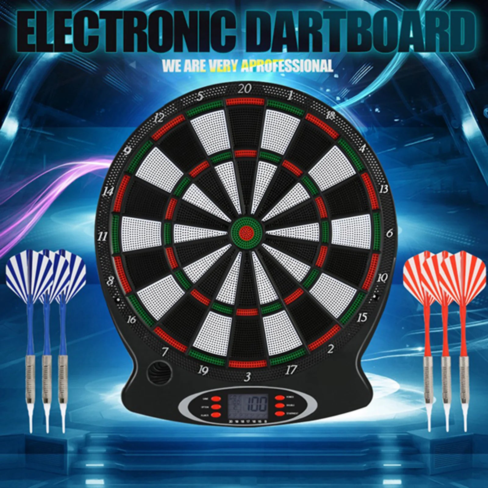 Electronic Dartboard LCD Scoreboard Game Set with 6 Darts