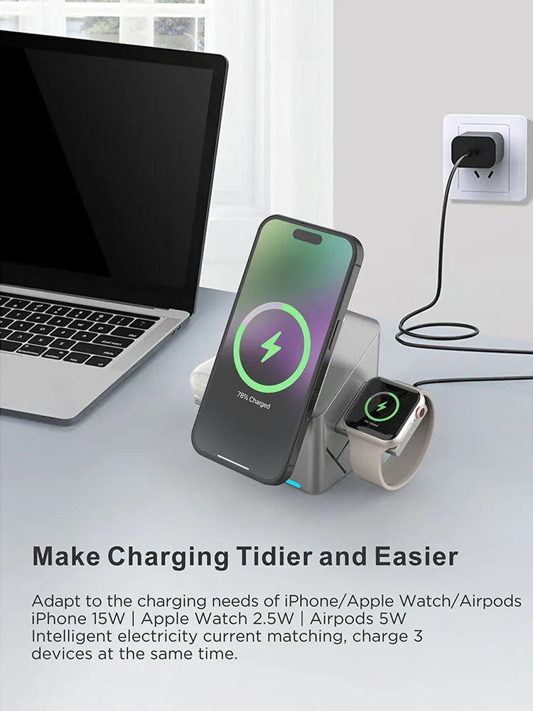 Qi2 3-in-1 Magnetic Wireless Charger Stand