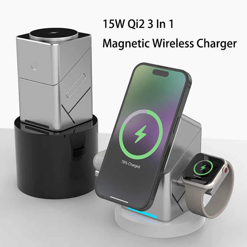 Qi2 3-in-1 Magnetic Wireless Charger Stand