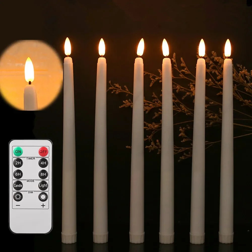 Flameless Taper Candles with Remote Control Flickering LED Candles Taper Warm White Light LED Candlesticks for Christmas Wedding