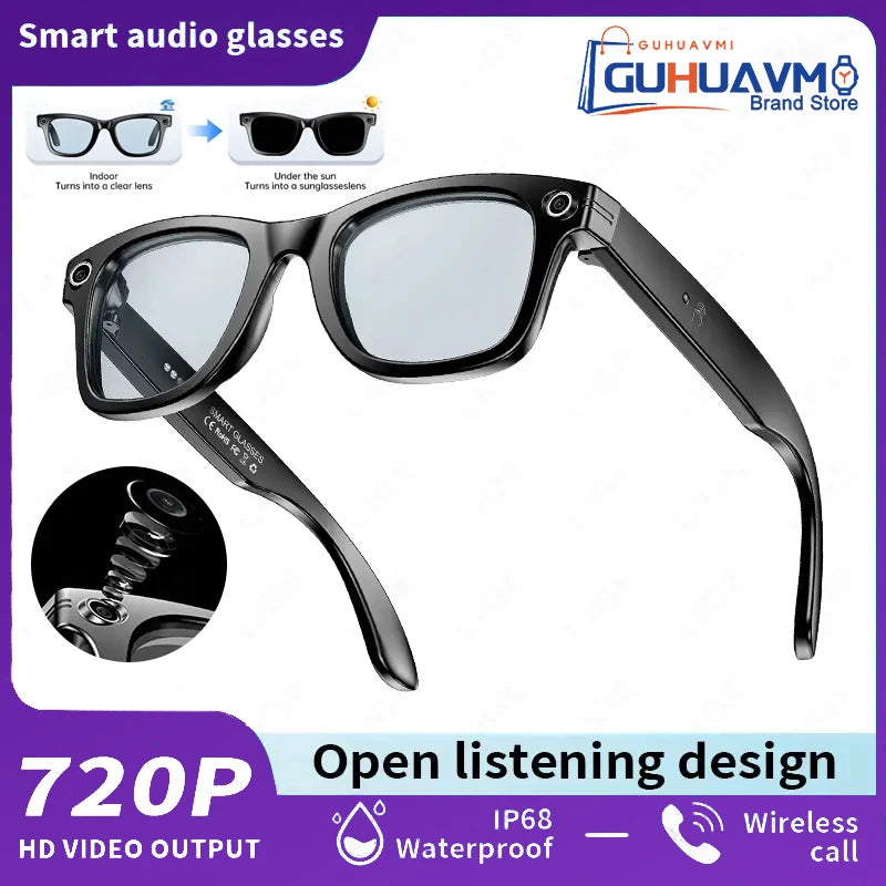AI Smart Glasses 8MP Camera 100+ Language Translation Audio