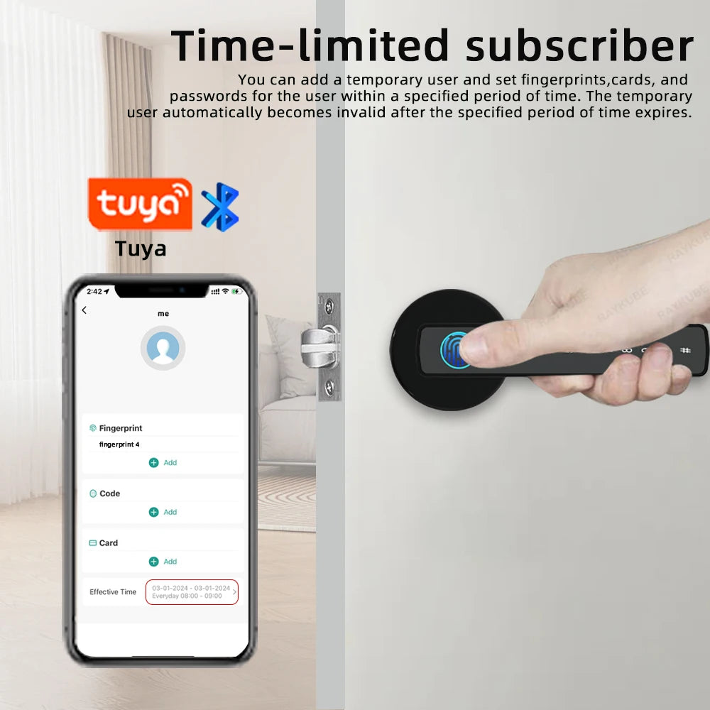 Tuya Smart Fingerprint Door Lock Keypad App Control Secure