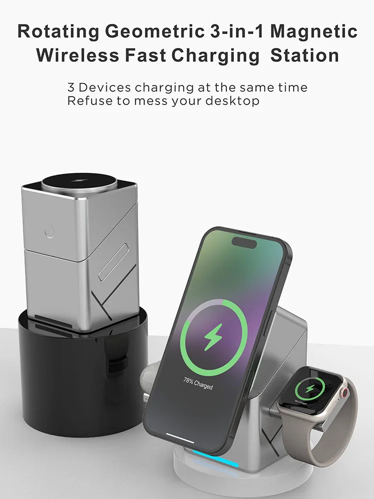 Qi2 3-in-1 Magnetic Wireless Charger Stand