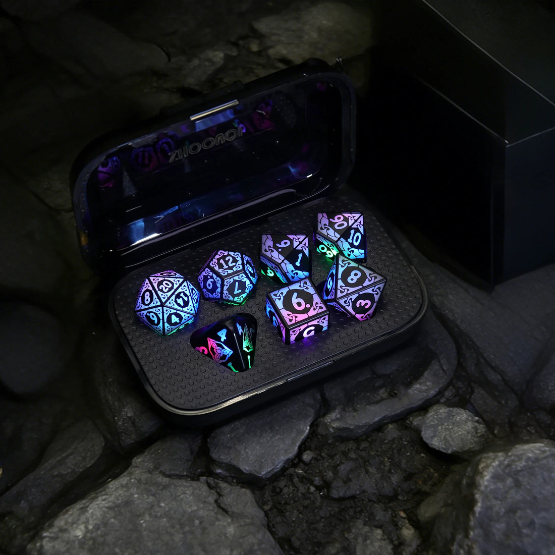 LED DND Dice Set – Wireless Charging RGB Light-Up Polyhedral Dice for Dungeons & Dragons & RPG Games