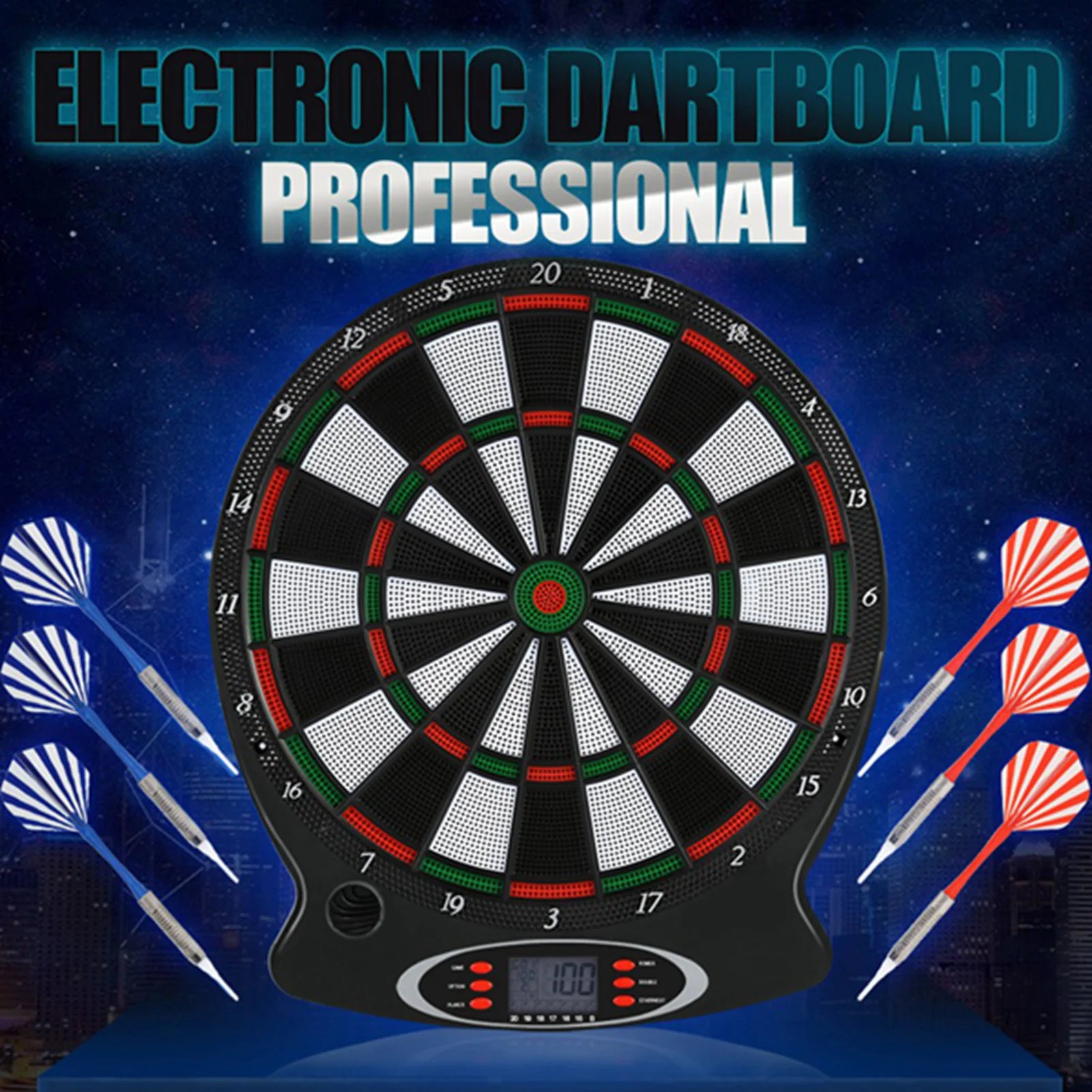 Electronic Dartboard LCD Scoreboard Game Set with 6 Darts