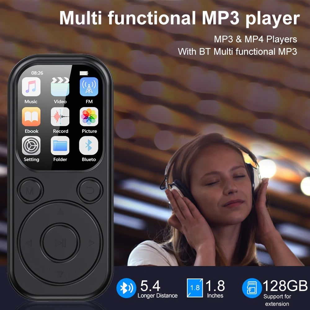 Bluetooth MP3 Player 1.8 Inch Walkman FM Radio Recorder