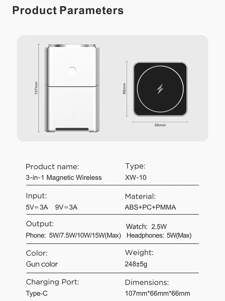 Qi2 3-in-1 Magnetic Wireless Charger Stand