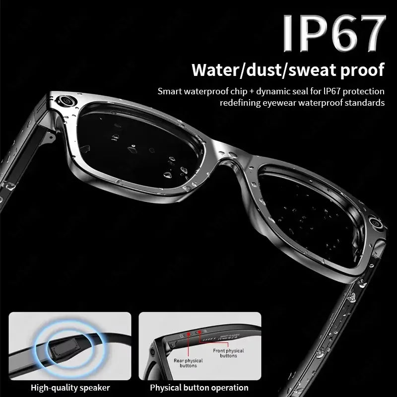 AI Smart Glasses 8MP Camera 100+ Language Translation Audio