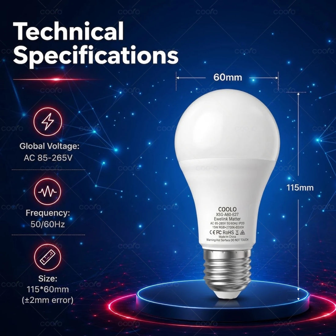 Matter WiFi E27 Smart LED Light Bulbs Dimmable RGB+2700K-6500K Lamp Work With Ewelink Apple Home Alexa Google Home Yandex Alice