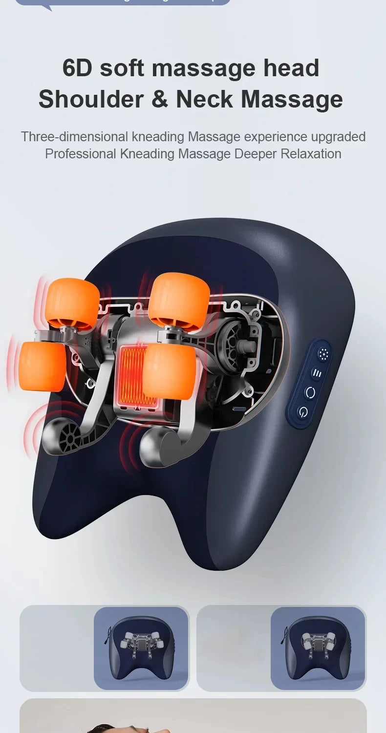 Shiatsu Massage Pillow Wireless Heating Neck Back Massager