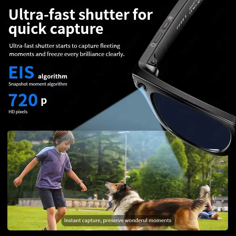 AI Smart Glasses 8MP Camera 100+ Language Translation Audio