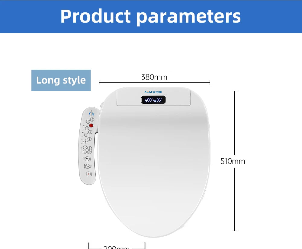 Smart Bidet Toilet Seat Heated Dryer Remote Night Light
