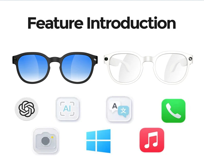 Lenovo AI Smart Glasses 4K Camera Translation Bluetooth