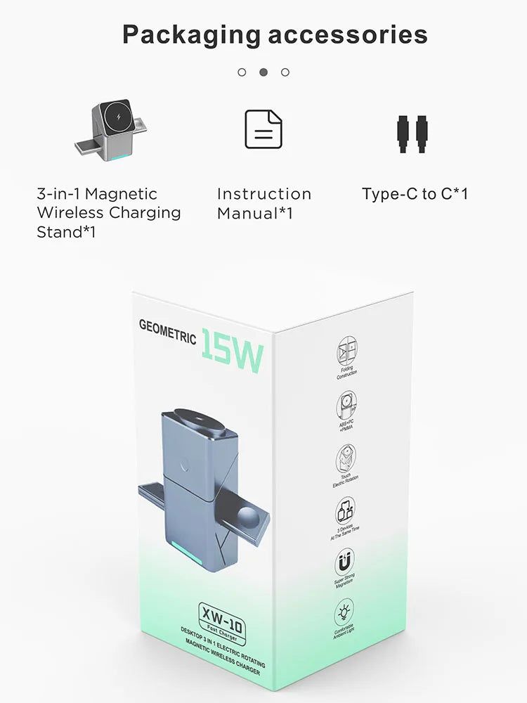 Qi2 3-in-1 Magnetic Wireless Charger Stand