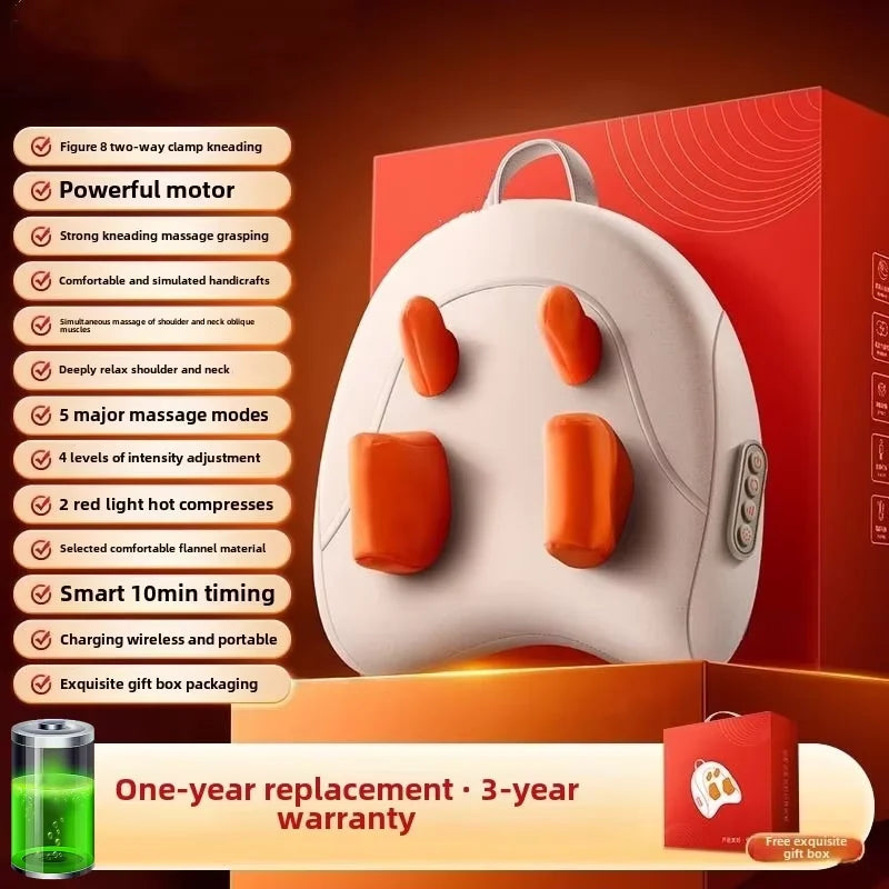 Shiatsu Massage Pillow Wireless Heating Neck Back Massager