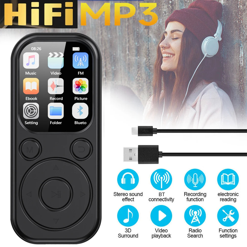 Bluetooth MP3 Player 1.8 Inch Walkman FM Radio Recorder