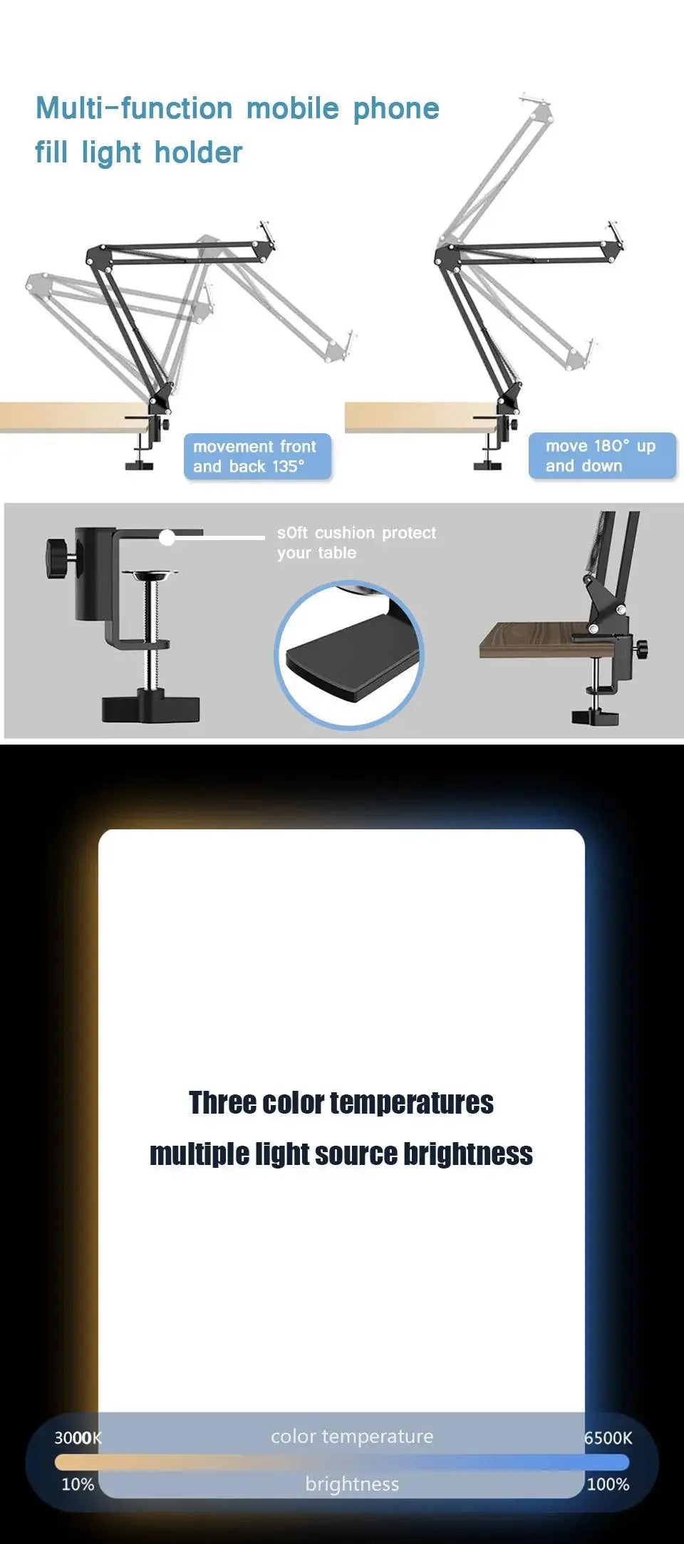 LED Photography Light Kit Tripod Studio Lighting for Video