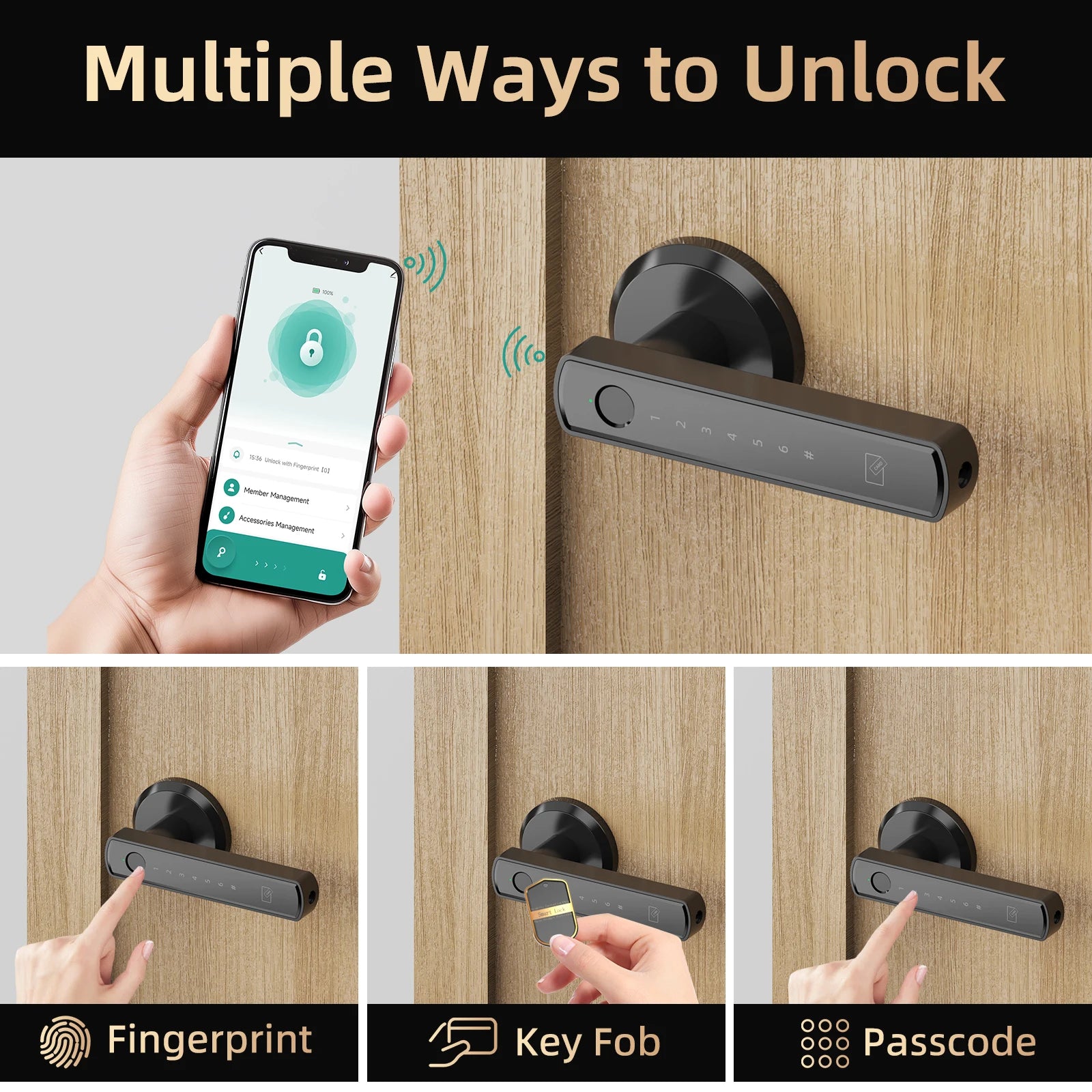 Smart Fingerprint Door Lock App Control Touchscreen Keypad