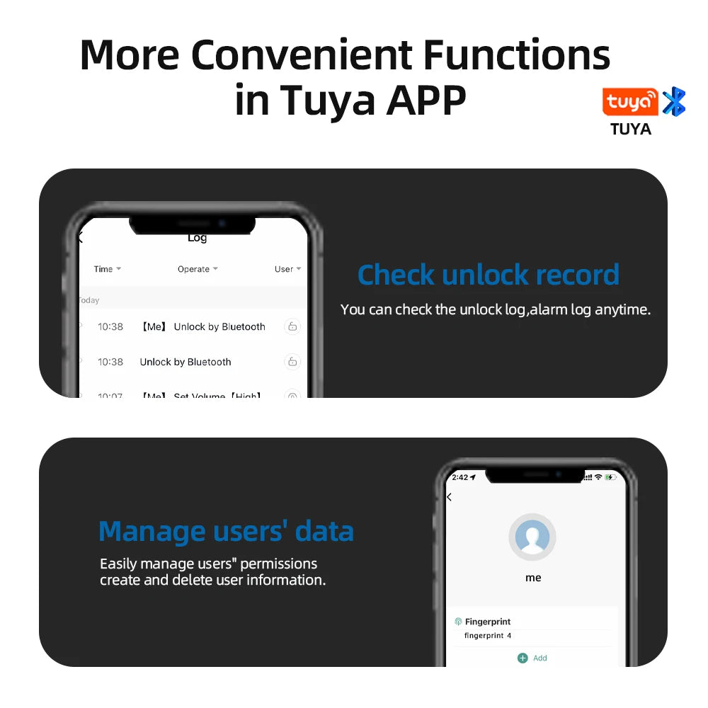 Tuya Smart Fingerprint Door Lock Keypad App Control Secure