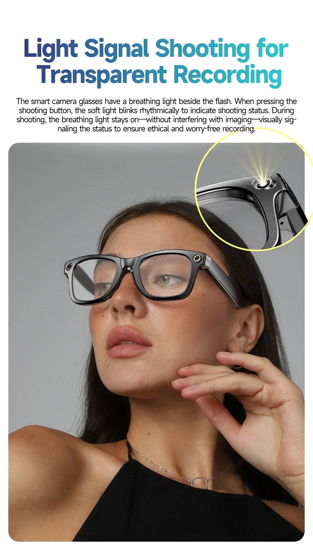 AI Smart Glasses 8MP Camera 100+ Language Translation Audio