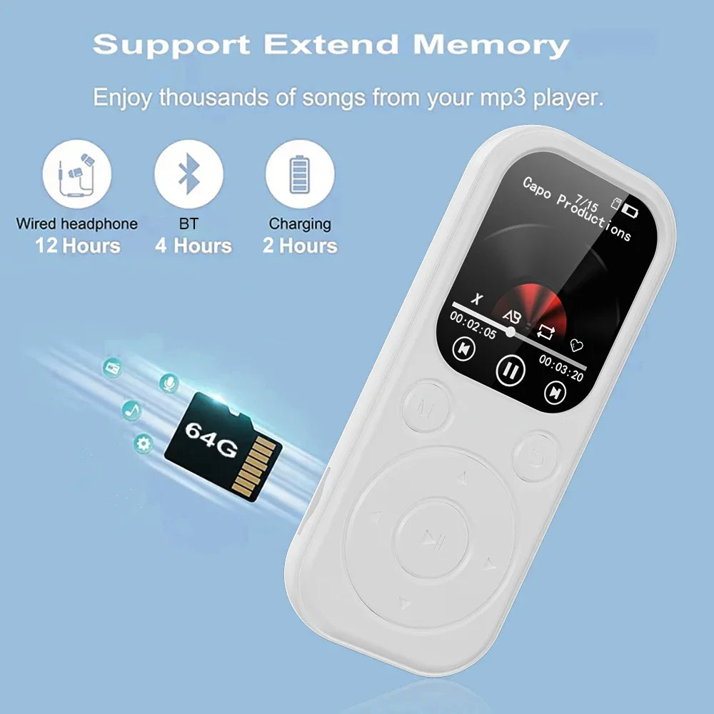 Bluetooth MP3 Player 1.8 Inch Walkman FM Radio Recorder