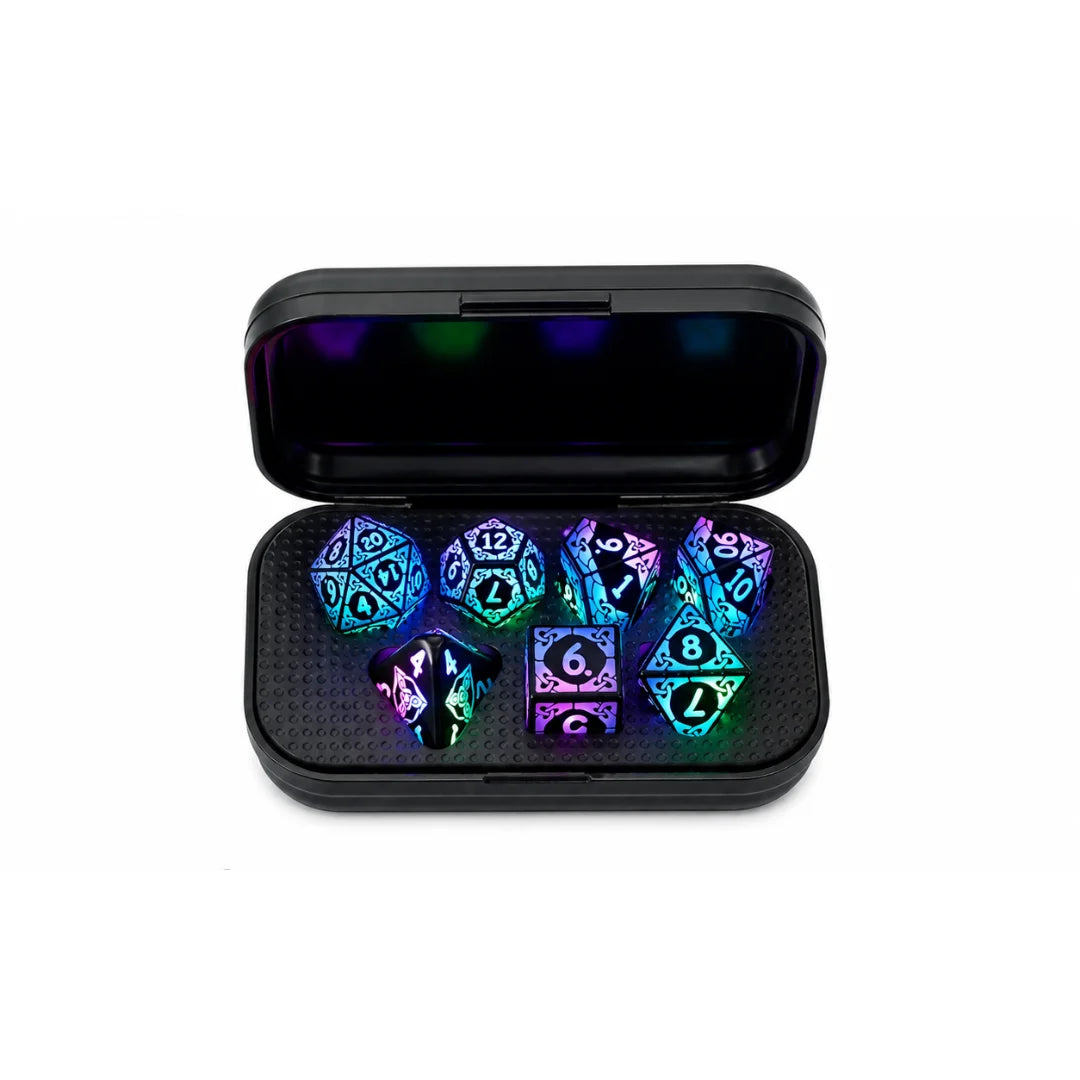 LED DND Dice Set – Wireless Charging RGB Light-Up Polyhedral Dice for Dungeons & Dragons & RPG Games