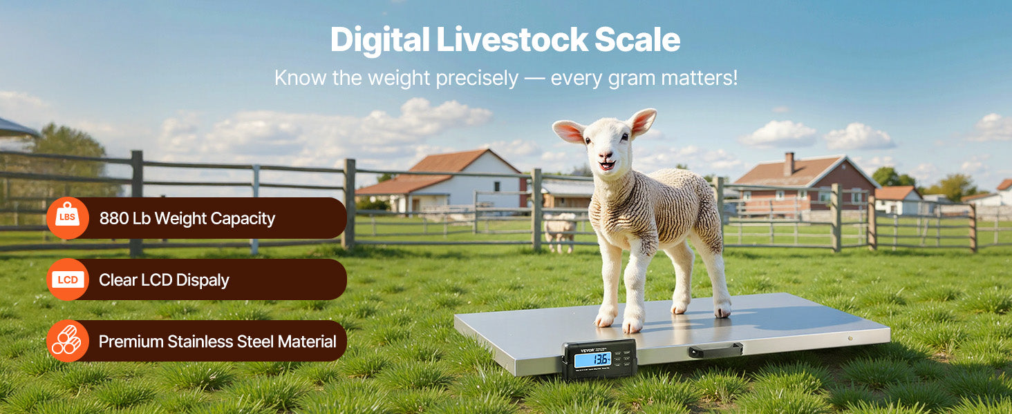 Digital Livestock Scale 1100lb Stainless Steel Pet Vet Scale